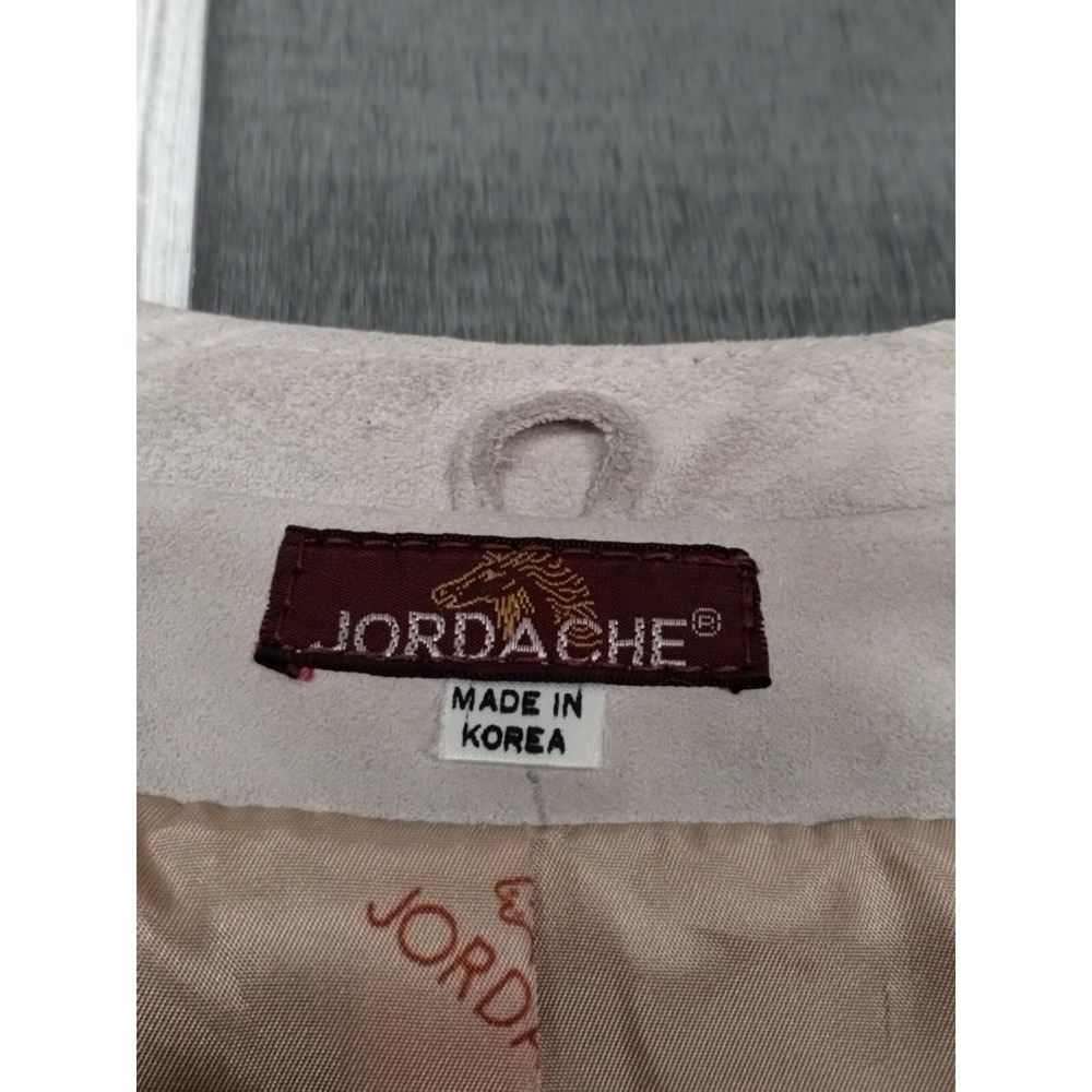 VINTAGE Jordache Women Jacket Size 12 Brown Leather Shell Open Front READ - Picture 3 of 6